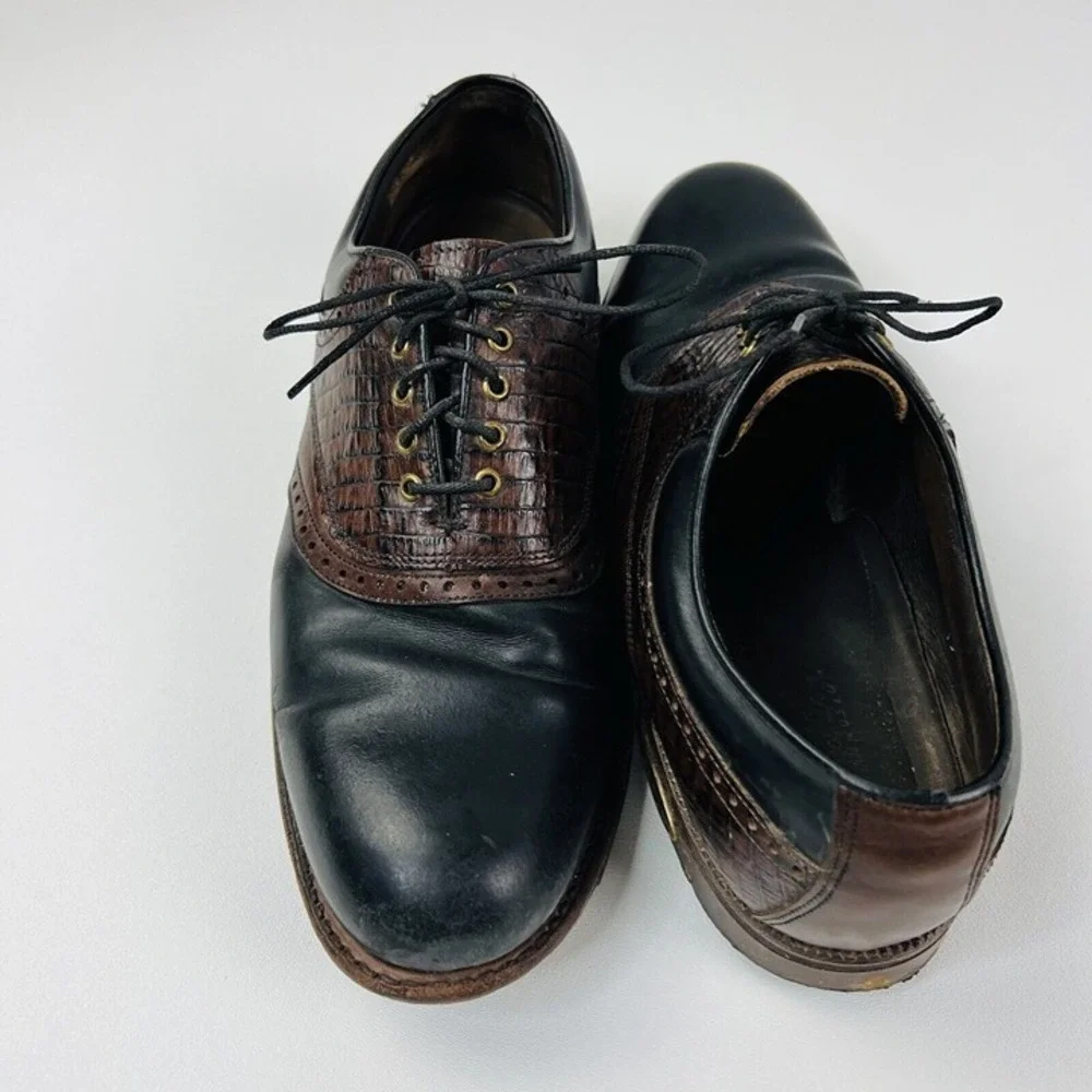 FootJoy Premiere Classics Dry Black w/ Brown Lizard Golf Shoes Mens Size 10 C‎